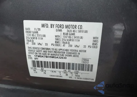 2021 Ford Explorer from USA, damaged, VIN 1FMSK7BH5MGA32630